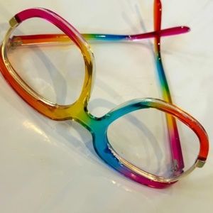 New Women Oversize Frame Rainbow Glasses Blue Light Blocking